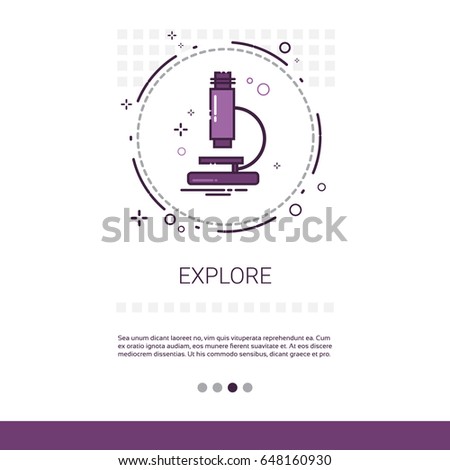 Discover Microscope Science Equipment Technology Web Banner With Copy Space Vector Illustration