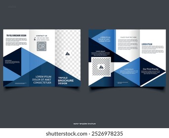 Discover the Modern TriFold Brochure Design with Blue Geometric Elements to boost your marketing