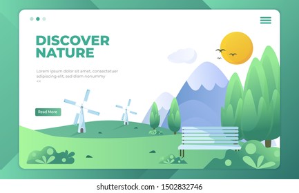 Discover Nature - Illustration Of Nature On Landing Page Templates