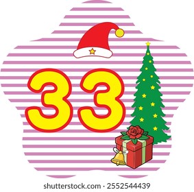 Discover the "Number 33" Christmas Day vector art illustration, featuring line art, silhouettes, icons, and logo elements. Perfect for holiday-themed designs, Christmas clipart, and seasonal projects.