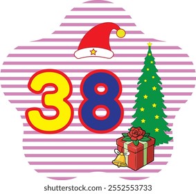 Descubra a ilustração vetorial de arte "Número 38", que apresenta line art, silhuetas, ícones e elementos de logotipo. Perfeito para projetos temáticos de férias, clipart de Natal e projetos sazonais.