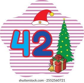 Discover the "Number 42" vector art illustration, featuring line art, silhouettes, icons, and logo elements. Perfect for holiday-themed designs, Christmas clipart, and seasonal projects.