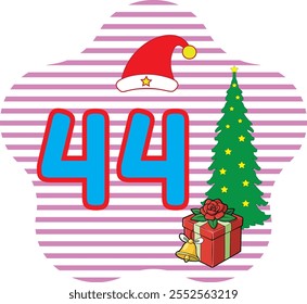 Discover the "Number 44" vector art illustration, featuring line art, silhouettes, icons, and logo elements. Perfect for holiday-themed designs, Christmas clipart, and seasonal projects.