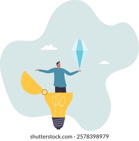 discover opportunity or benefit from idea,.business concept.flat character.