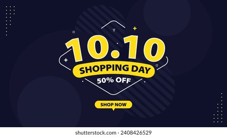 "Discover our 10-to-10 Shopping Day banner template! Enjoy limited-time deals for 12 hours, bringing you incredible discounts and exclusive offers on a wide array of products."