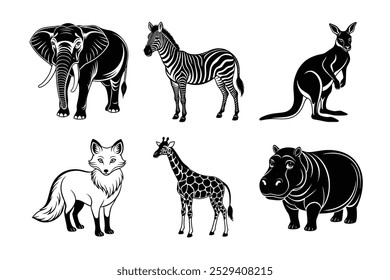 Discover our Animal Wildlife Vector Icon Set, featuring an extensive collection of line art, silhouettes, and clipart that represent various wildlife species. 