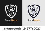 Discover our elegant monochrome cobra logos, perfectly encased in a shield design. Ideal for businesses seeking a sleek, professional look