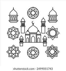 Discover our "Islamic Ornament Geometric Art vector illustration," featuring an intricate geometric design in an Islamic style. Perfect for tile designs, digital art, and cultural decorations.