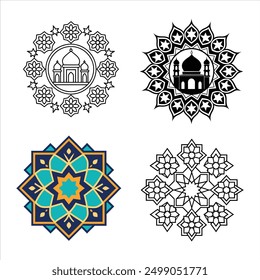 Discover our "Islamic Ornament Geometric Art vector illustration," featuring an intricate geometric design in an Islamic style. Perfect for tile designs, digital art, and cultural decorations.