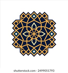 Discover our "Islamic Ornament Geometric Art vector illustration," featuring an intricate geometric design in an Islamic style. Perfect for tile designs, digital art, and cultural decorations.