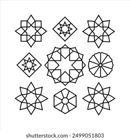 Discover our "Islamic Ornament Geometric Art vector illustration," featuring an intricate geometric design in an Islamic style. Perfect for tile designs, digital art, and cultural decorations.