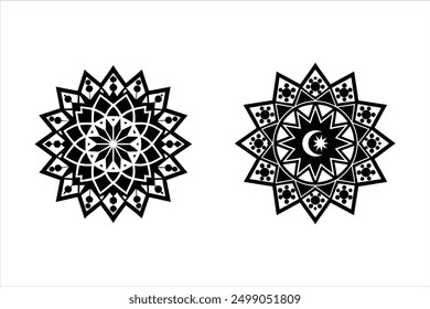 Discover our "Islamic Ornament Geometric Art vector illustration," featuring an intricate geometric design in an Islamic style. Perfect for tile designs, digital art, and cultural decorations.