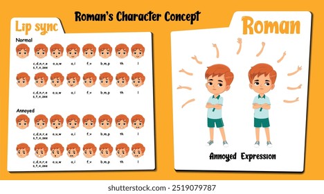 Entdecken Sie unsere Microsite mit römischen und australischen Jungen Cartoon Charakter verströmende Belästigung. Diese Kollektion bietet Illustrationen von Roman mit verschiedenen verärgerten Ausdrücken, Lippensynchronisation und stehender Pose