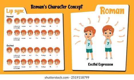 Descubra nosso microsite com Roman, um personagem australiano de desenho animado repleto de emoção. Este conjunto inclui ilustrações de Roman com, expressões excitadas, sincronia labial e pose de pé