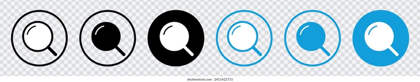 "Discover with our Search Icon Button – A magnifying glass loupe symbol for efficient searches. Vector illustration for enhanced navigation."