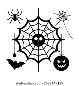 Discover our Spider Webs Halloween Elements Vector Illustration, perfect for adding a spooky touch to your Halloween designs. This detailed graphic is ideal for decorations, invitations, and more.