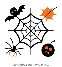 Discover our Spider Webs Halloween Elements Vector Illustration, perfect for adding a spooky touch to your Halloween designs. This detailed graphic is ideal for decorations, invitations, and more.