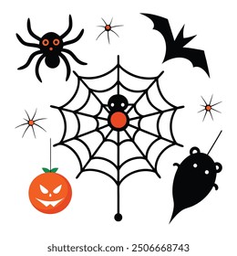Discover our Spider Webs Halloween Elements Vector Illustration, perfect for adding a spooky touch to your Halloween designs. This detailed graphic is ideal for decorations, invitations, and more.
