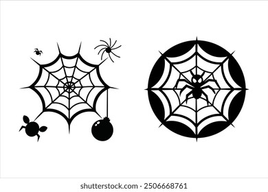 Descubra nuestra Ilustración vectorial de Elementos de Halloween Spider Webs, perfecta para agregar un toque espeluznante a tus diseños de Halloween. Este gráfico detallado es ideal para decoraciones, invitaciones y más.