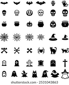 Discover our Spooky Minimalism Flat Halloween Icon Set, featuring eerie yet chic designs perfect for your Halloween projects. Elevate your graphics with these stylish, festive icons!