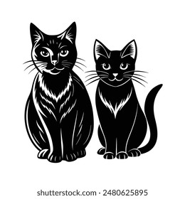  Discover our striking black and white vector illustrations of cats, perfect for adding a touch of elegance and charm to your digital design projects.