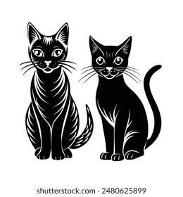  Discover our striking black and white vector illustrations of cats, perfect for adding a touch of elegance and charm to your digital design projects.