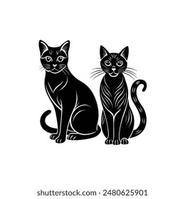  Discover our striking black and white vector illustrations of cats, perfect for adding a touch of elegance and charm to your digital design projects.