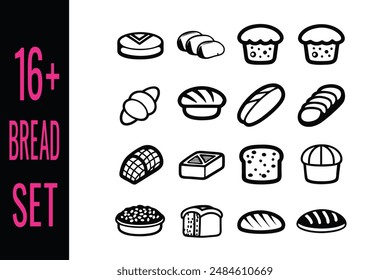 Discover our vector illustration set of bread icons for varsities ideal for bakery designs menus and culinary projects showcasing various delicious breads