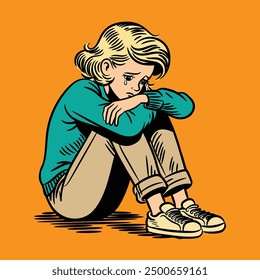 Discover our vector illustrations capturing the raw emotions of teenagers experiencing sadness. Ideal for mental health illustrations, blogs, and articles.