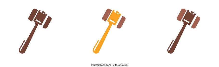 Discover our versatile vector icon set featuring three unique mallet hammer designs. Perfect for legal, auction, and construction themes. Download now for high-quality graphics on Shutterstock