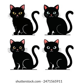 Discover the perfect blend of charm and vibrancy with our colorful cute cat silhouette illustration. 
