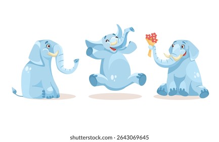 Discover Playful Blue Elephants in a Vibrant and Fun Cartoon Style That Everyone Will Love