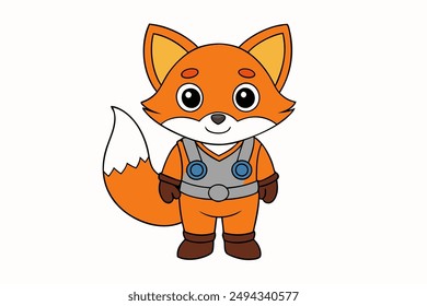 Discover a playful fox-as-a-mechanic cartoon icon vector illustration, perfect for digital art enthusiasts. Ideal for automotive themes, creative projects, and professional designs