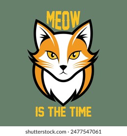 Discover the playful 'Meow is the Time' t-shirt design, featuring a whimsical cat vector illustration. Perfect for cat lovers, this stylish and trendy design is a must-have!