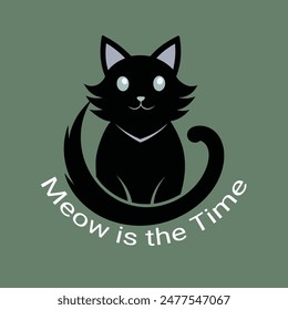 Discover the playful 'Meow is the Time' t-shirt design, featuring a whimsical cat vector illustration. Perfect for cat lovers, this stylish and trendy design is a must-have!