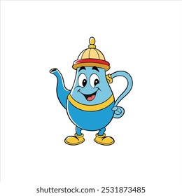 Discover the playful Transparent Teapot Holding a Board vector illustration in cartoon style. Perfect for creative projects, branding, logos, and product designs