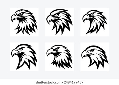 Discover a premium bundle of eagle head logo vector illustrations, perfect for professional branding and design. High-resolution, scalable graphics ideal for commercial use