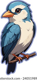 Discover serenity in our 'White and Blue Sparrow' vector illustration. 𓅪💙 , Vector Art , Nature Illustration.