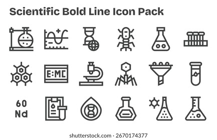 Discover a set of 18 Bold Line icons crafted for the Scientific theme, ideal for modern UI UX projects.