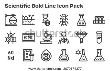 Discover a set of 18 Bold Line icons crafted for the Scientific theme, ideal for modern UI UX projects.