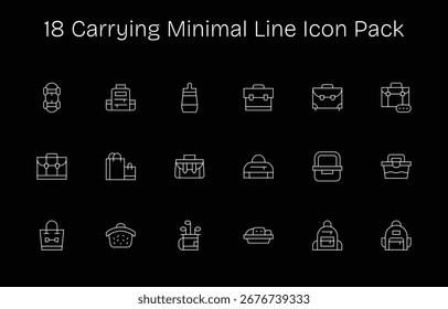 Discover a set of 18 Minimal Line icons crafted for the Carrying theme, ideal for modern UI UX projects.