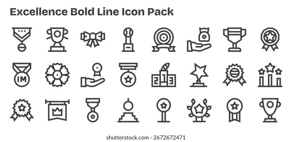 Discover a set of 24 Bold Outline icons crafted for the Excellence theme, ideal for modern UI UX projects.