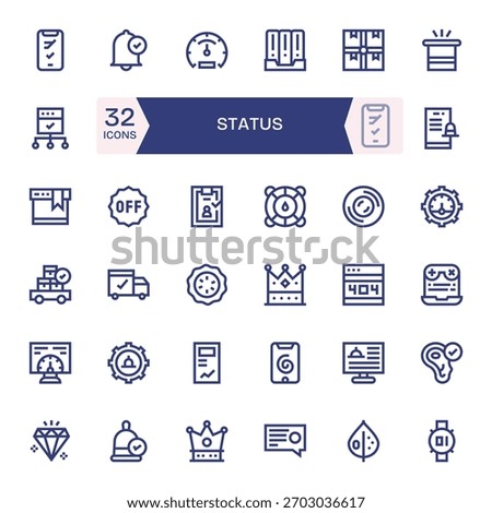 Discover a set of 32 Bold Line icons crafted for the Status theme, ideal for modern UI-UX projects.