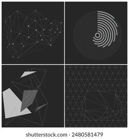 Discover a set of vector abstract details created from lines on a dark background. These elements give your projects dynamics and energy, ideal for creating modern and creative design solutions.