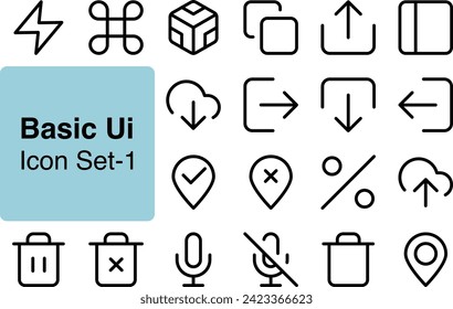 Discover simplicity and functionality with Basic UI Icon Set-1. Streamline your designs with essential icons for intuitive user interfaces.