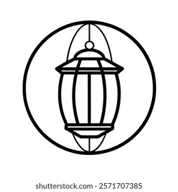 Discover a sleek and minimalist oval-shaped lantern design, perfect for creative projects. This elegant vector illustration is ideal for Ramadan themes, Islamic art, festive decorations.