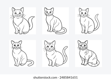 "Discover sleek and versatile cat line art vectors for your digital projects. Perfect for graphic design, logos, and more, these illustrations capture feline grace with minimalist precision."