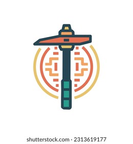 Entdecken Sie ein auffälliges Kryptobergbaulogo mit einem fetten Axt-Symbol, das die Kraft und Innovation des digitalen Währungsumbaus darstellt. Ein modernes, unvergessliches Design für die Kryptowissenschaft.