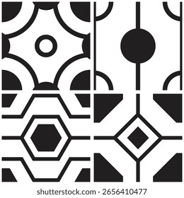 Descubra um design de padrão preto e branco impressionante! Ideal para decoração ou têxteis.