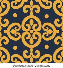 Discover a stunning blue and gold pattern design! Ideal for decor or textiles.